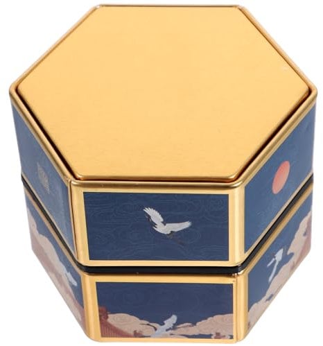 PRETYZOOM Jar De Galletas MetáLico Con Tapa HerméTica DiseñO Chino 9.20X9.20X7.00cm Contenedor Para Té Café Y Galletas DecoracióN Del Hogar