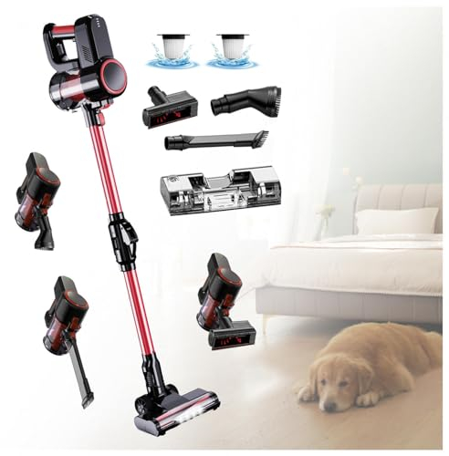 Aspirateur Balai Laveur sans Fil 5 en 1 Compact - Puissant 16000Pa, Balai Aspirateur Laveur sans Fil pour Voiture, Maison, Bureaux, Poils d'animaux