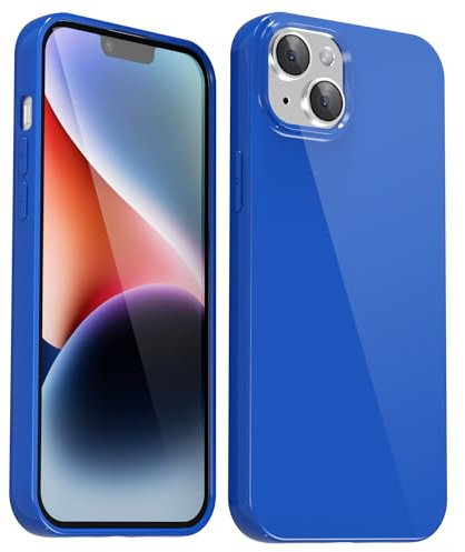 Svanove for iPhone 14 Plus Case Silicone, Glossy Soft Rubber Gel Jelly Cute Protective Plastic Simple Plain Phone Case Cover for Women Girl, Slim Thin Flexible Shockproof TPU, Royal Blue