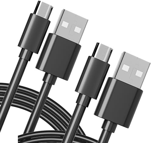 pluX Micro USB Cable 2M 2PACK Android Charger Cable Fast Charging Cable Nylon Micro USB Charger cable for Samsung Galaxy S7 Edge S6 S5 J7 J5 J6 J3 A6 A10/Y6/Y7/Kindle/Xbox, PS4, Tablet - Black
