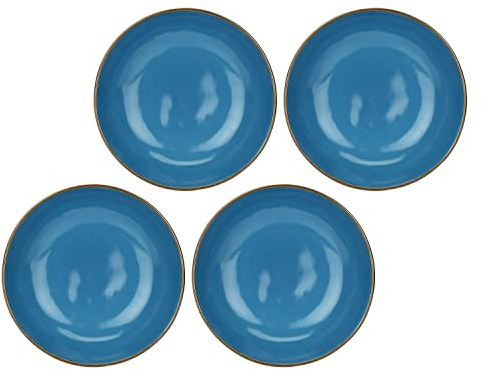 Rose & Tulipani Concerto Piatto Fondo Blu Avio 21cm Set 4 Pezzi Stoneware