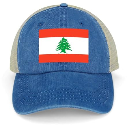 Baseball-Cap Mit Flagge Der Libanesischen Republik, Patriotische Jeans-Cap Aus Baumwolle – Klassische, Atmungsaktive Snapback-Cap Aus Hohlem Mesh, Verstellbare Unisex-Trucker-Mütze, Dad-Mütze, Dun
