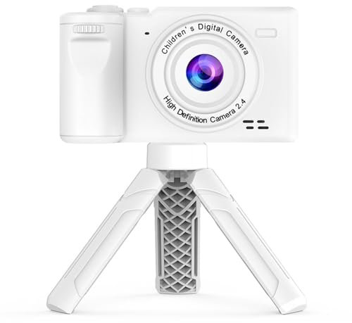 Andoer 1080P Digital Camera with Mini Tripod, 12MP, 2.4 Inch IPS Screen, Compact Camera, Built-in Battery, Lanyard, Perfect for Children, Teenagers, Students, Beginners