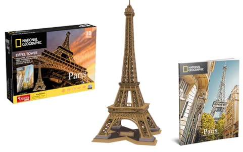 EXPLORA - Eiffelturm - 3D-Puzzles 540203-80 Teile - Historisches Denkmal - Level 5 - Ohne Kleber oder Schere - Paris - Bauspiel - National Geographic Lizenz - Ab 8 Jahren