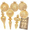 Krebs Glas Lauscha - Weihnachtsdekoration/Christbaumschmuck aus Glas - Antic Mercury Sortiment (Kugel, Kugel mit Struktur, Formen) - Menge: 9 Stück - Farbe: Gold - Größe: ca. 8 cm
