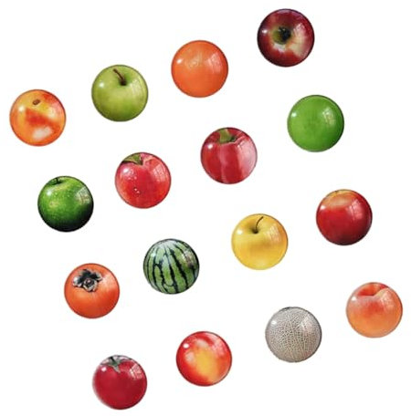 Amosfun Obst-kühlschrankmagnete Süße Muster Whiteboard-Magnete Runde Kühlschrankmagnete Aus Glas Aufkleber Für Die Küche