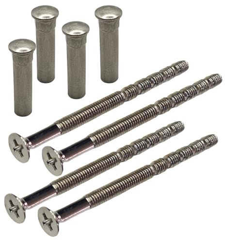 M4 x 60mm Chrome Door Handle Screws with Chrome Security Bolt Carriage Sleeve Male to Fe-male Connecting Screws for Door Handle, Knobs Escutcheons and Others (Pack of 4)