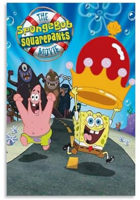 YAWRGJWRG SpongeBob Schwammkopf (4) Poster, dekoratives ästhetisches Leinwandposter, Wandkunst, Dekor, Wohnzimmer, modern, Familienschlafzimmer, Musik-Filmposter, 30 x 45 cm, ungerahmter Stil