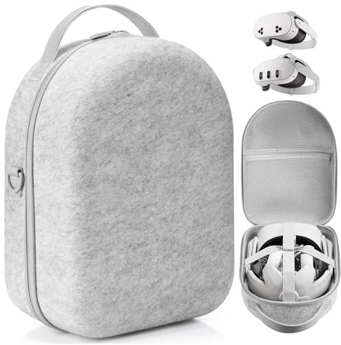 Large Carrying Case Compatible with Meta Quest 3S/Quest 3 Official Original/Elite Strap VR Gaming Headset Storage Bag Protects Travel Suitcase Travel Vision Pro Case for Touch Controllers Accessories