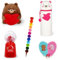 LEGAMI Bundles, Valentinstag Kawaii Mäppchen Sonderedition, Textmarker Herz Sonderedition, Kuscheltier, Radiergummispender, 12-fach Buntstift