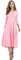 Hotouch Kleider Damen Elegant Rundhals Freizeitkleid Tunika Kleid 3/4 Ärmel A-Linie Kleid Klassiker Maxikleid Rosa M