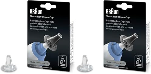 Braun ThermoScan Hygiene Caps - 40 pcs - Compatible with Braun ThermoScan Ear Thermometers - LF40 (Pack of 2)