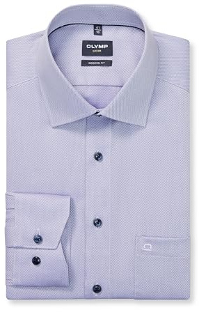 OLYMP Herren Oberhemd Langarm Luxor,Faux Uni,465 Modern Fit 20,13 New Kent,Viola 83,39