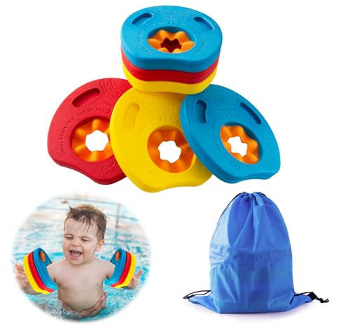 6PCS Manguitos Piscina para Niños, Espuma Eva Manguitos Discos, 2-6 años Piscina Discos Flotadores, Manguitos Dolphin, Flotador Bebe con Bolsa de Almacenamiento Portátil