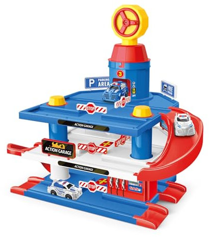 PlayBuild 3-Level Parking Garage Playset for Kids – Includes 3 Toy Cars, Ramps, and Multi-Tier Parking Structure – Interactive Vehicle Playset for Boys & Girls