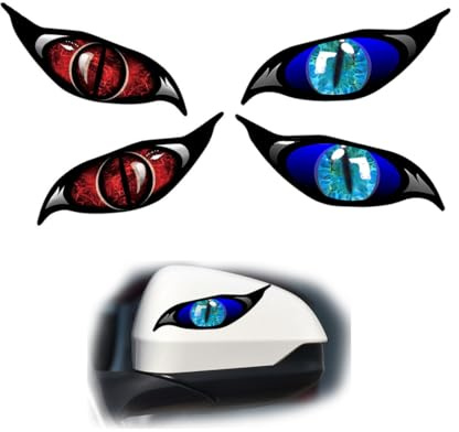 2 Paar Evil Eyes mit Iris Vinyl Drohne Motorrad Helm Auto Aufkleber Sticker, 3D Rot Böse Augen für Auto Motorrad Helm Aufkleber, Böse Augen Aufkleber Reflektierende PVC Abziehbilder, Augen Aufkleber