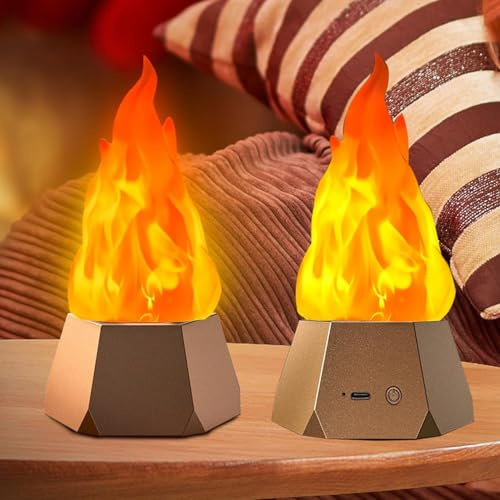Paquete de 2 lámparas de mesa de llama, 1200 mAh, recargables por USB, 3 modos, lámpara LED para camping, habitación de niños, fiestas, vacaciones y patios (lámpara de mesa de llama)