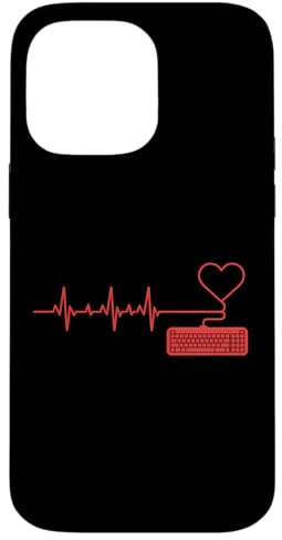 Custodia per iPhone 14 Pro Max Pc Gamer Heartbeat Computer Gaming O Ufficio Tastiera Cuori
