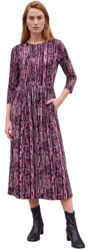 Roman Originals Midi Dress with Pockets for Women UK Ladies Stretchy Jersey Maxi Long 3/4 Length Sleeve Gathered High Waist Boho Flattering Skater Swing Fit Flare