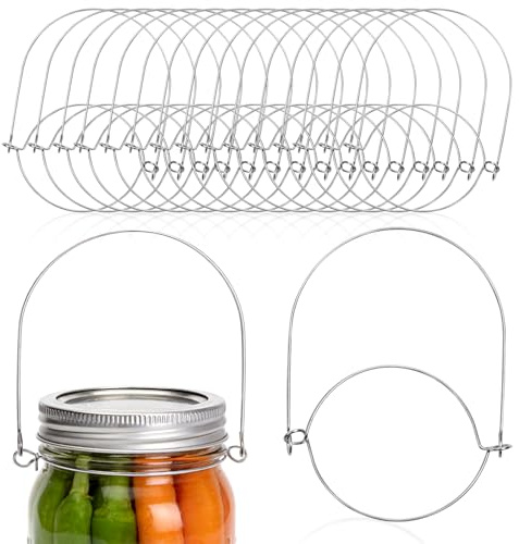 HAPY SHOP 16-Pack Mason Jar Handle, Stainless Steel Jar Hanger, Tool-Free Installation Mason Jar Wire Hangers for Weddings, Parties, Home
