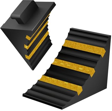AufuN Radkeile aus Gummi, Schwarz 2 Stück 25×16×19 cm | Unterlegkeile Bremskeile, rutschfeste robuste Radstopper mit Griff für Auto, Pkw, Lkw Anhänger Trailer Wohnwagen & Wohnmobil