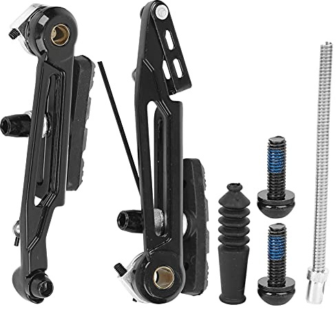 Shenprymic Hochfeste Schwarze Faltrad-V-Bremse aus Aluminiumlegierung, V-Bremse mit langem Arm für modifizierte Fahrräder, CNC-geschmiedete 6061-Aluminiumlegierung mit Dicker,