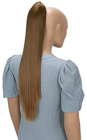 CAISHA 60cm Glatt Pferdeschwanz Mit Butterflyklammer Haarteil Zopf Hitzebeständig Haarverlängerung Mittelbraun H615