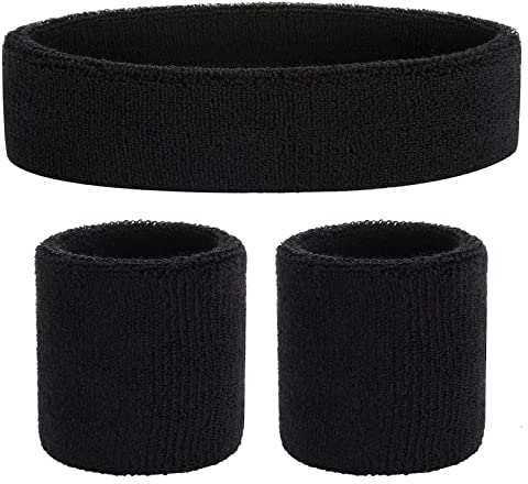 ONUPGO Schweißband Set Sportstirnband Handgelenk gestreifte Schweißbänder Frottee Sporttraining Basketball-Armband Stirnbänder Feuchtigkeitstransport Schweiß absorbierendes Stirnband
