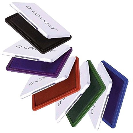 Stempelkissen Q-Connect, 11x7 cm, Gr. 2, Metalletui, Farbe:sortiert (5 Farben)