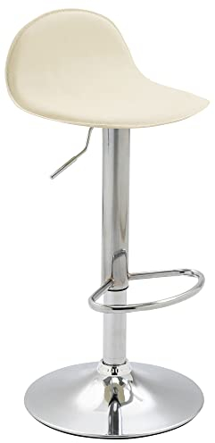 CLP 2er Set Barhocker Lana V2 Mit Kunstlederbezug I 2 x Höhenverstellbarer Barstuhl Mit Lehne, Farbe:Creme, Gestell Farbe:Chrom