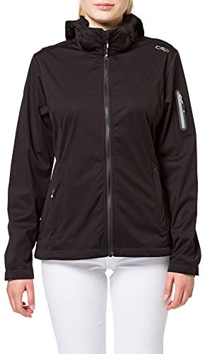 CMP - Leichte Softshelljacke für Damen mit abnehmbarer Kapuze, Schwarz, D50