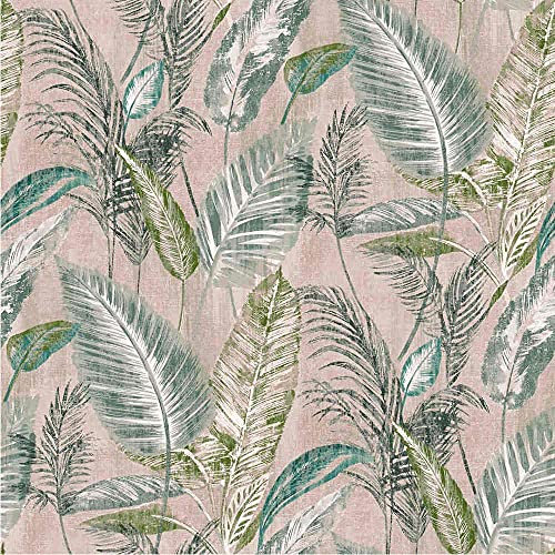 Kt KILOtela - Dekostoff Halbpanama Baumwolle, Home-Accessoires, Tischdecken, Kissen, Vorhänge, Taschen, 280 cm Breite, Meterware ab 0,5 m, Preis Gilt für 0,5 m, Tropische Pflanzen, Grün, Braun