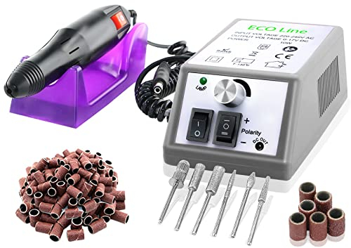 Maniküre Set Elektrische Nagelfeile Fußpflegegerät mit Diamantschleifern und 300 Grobe Schleifhülsen Pediküre Nagelfräser Nagelschleifer für eine perfekte Nagelpflege an Händen und Füßen
