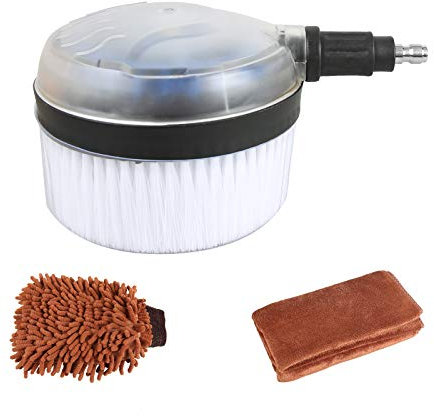Sooprinse Kit de brosse rotative de luxe pour lavage de voiture, 6,35 mm, connexion rapide, haute pression, brosse de lavage par immersion pour nettoyage de surface, voiture, verre, parquet, fenêtre,