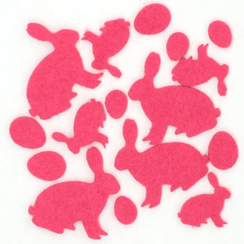 Wunderschöne Streu-Deko Ostern (Osterhasen und Ostereier) aus Filz - 16 Teile (pink)