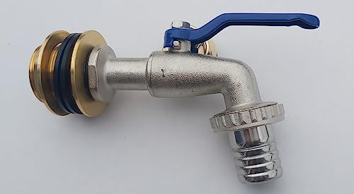 #17 Auslaufhahn für Regenfass oder Tank mit Regen tonnen durchführung, versch. Größen (Messing, 1)