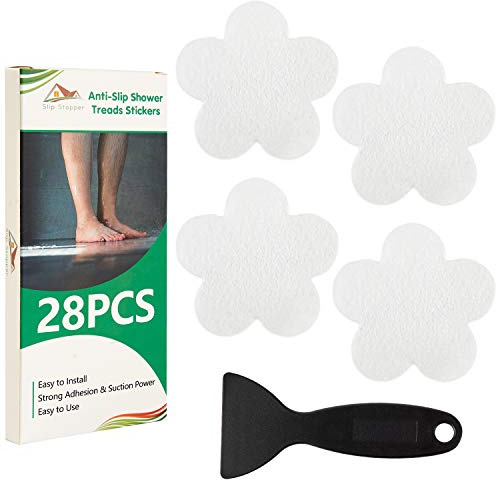 SlipStopper Non Slip Bathtub Stickers 28 PCS Adhesive Anti Slip Shower Stickers for Bath Tub, Bathroom, Stairs with Premium Scraper