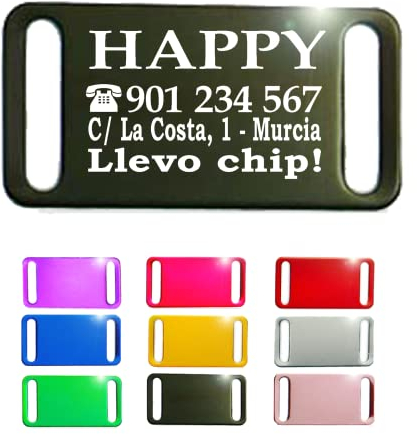 Ibera Gifts - Personalisierte Hundemarke mit Gravur, Rechteckig, Aluminium, 44 x 22 mm, 1 Stück