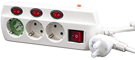 Base con Interruptor Individual 3 Tomas 16 A. / 250 V