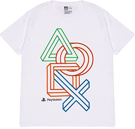 Popgear Playstation 3D Icons Girls T-Shirt White, mode-t-shirts Fille, White, 9-10 Years
