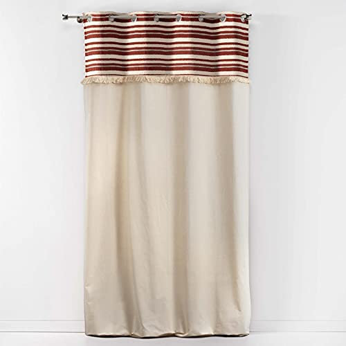 Douceur d'Intérieur, Ösenvorhang, 140 x 240 cm, Atlas, Terrakotta, Baumwolle, Top gewebt und Fransen