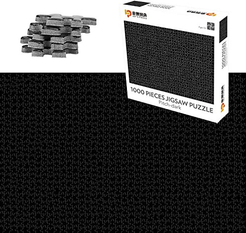 TinyYouth 1000-Piece All Black Jigsaw Puzzles for Adults, Pure Color Challenge - 70cm x 50cm, 2mm Cardboard - Difficult Puzzle Game Stress Reliever