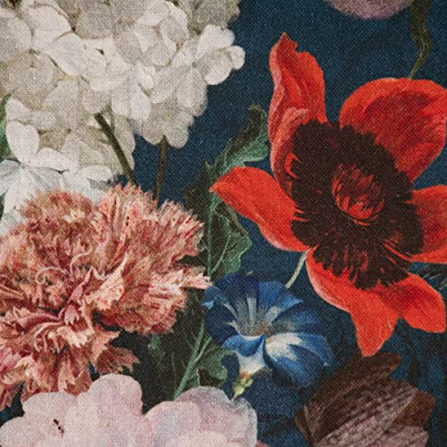 Dekostoff Halbpanama Digitaldruck Blumenbouquet blau bunt 140cm Breite