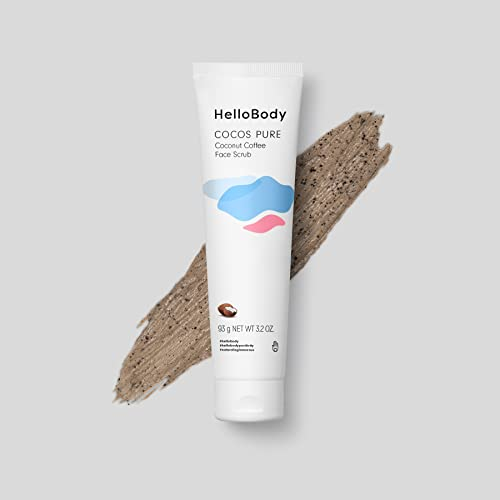 HelloBody Cocos Pure Detox Gesichtspeeling – Kaffee Face Scrub gegen Mitesser & Pickel – Intensiv pflegendes Peeling ohne auszutrocknen – Vegan & 99 % natürlich