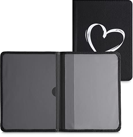 kwmobile Porte permis de conduire carte grise avec compartiments cartes passeport - Étui portefeuille de protection en simili cuir blanc-noir