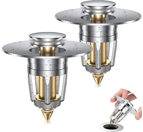 2 Stück Stöpsel Waschbecken Mit Anti Clogging Sieb, Universal Abflusssieb Waschbecken Stöpsel Verschluss Ablaufgarnitur für Aufsatzwaschbecken, Abflussstopfen für Badewanne 28-38mm