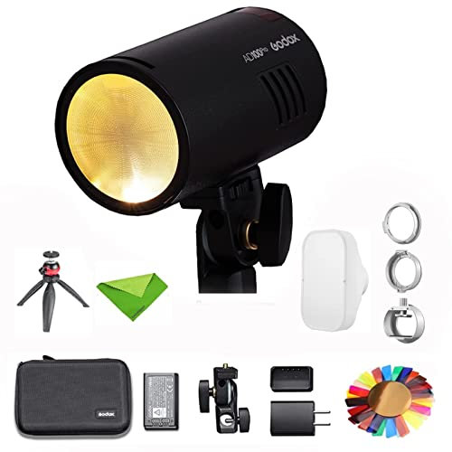 Godox Flash AD100Pro AD100 Pro Strobe Light Photography w/Godox ML-CS1625 Flash Diffuser, 0.01-1.5s Recycling, 360 Full Power Flashes, 2600mAh Battery, Support TTL/M/Multi-Functions with Tripod