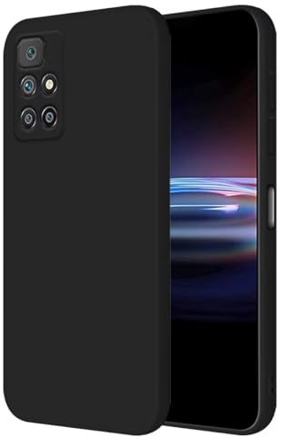 HONLEN Coque pour Redmi 10 / Redmi 10 2022 Protection Étui, (6.5 inches) Liquide TPU Silicone Case Anti Rayures Ultra Mince Souple Cover en Silicone Le Noir
