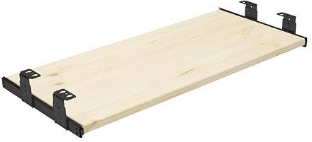 FIX&EASY Tastaturauszug Up&Down Tastaturablage 600X300mm fichte kiefer Holz massiv Auszugschienen m. Einrastfunktion höhenverstellbar schwarz 300mm Set Ablage + Auszug m. Verriegelung f. Tastatur Maus