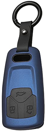 KUNIO Auto Schlüsselhülle Passt für Audi A4 B9 A5 A6L A6 S4 S5 S7 8W Q7 4M Q5 TT TTS RS Quattro S-line ABS Schutzhülle Schlüsselanhänger Schlüsselcover Schlüsselbund Blau